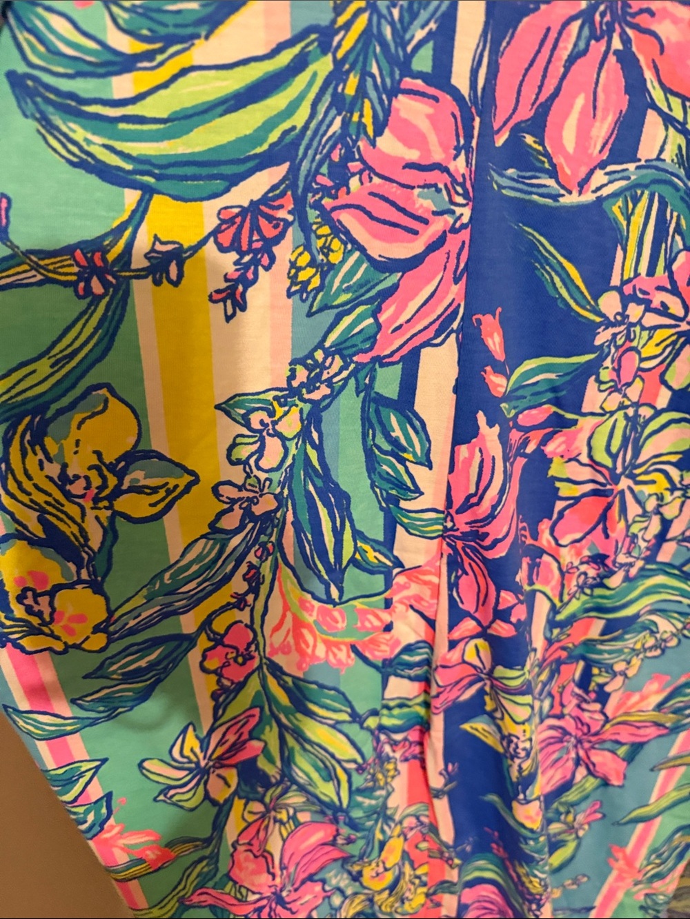 Lilly Pulitzer Pink, Turquoise & Blue Floral Stripe Maxi Dress - Picture 5 of 5